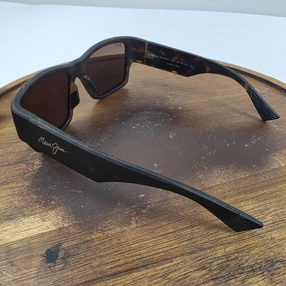 Maui Jim Ka'olu XL Sunglasses Mens Black Brown Polarized Wrap Italy MJ0614S 002